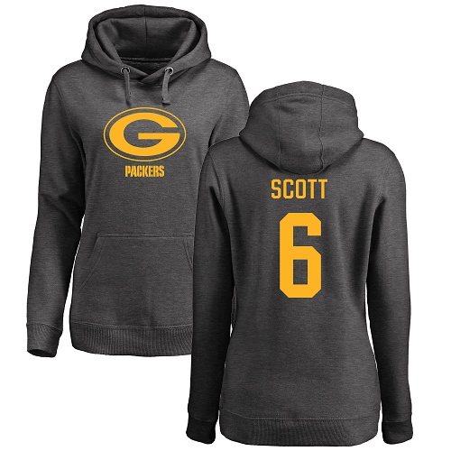 Green Bay Packers Ash Women #6 Scott J K One Color Nike NFL Pullover Hoodie->women nfl jersey->Women Jersey